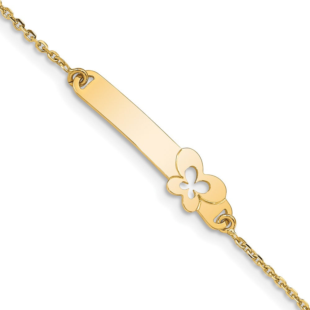 Solid 14K Yellow Gold Children's Polished Flower w/1in ext.  ID Bracelet