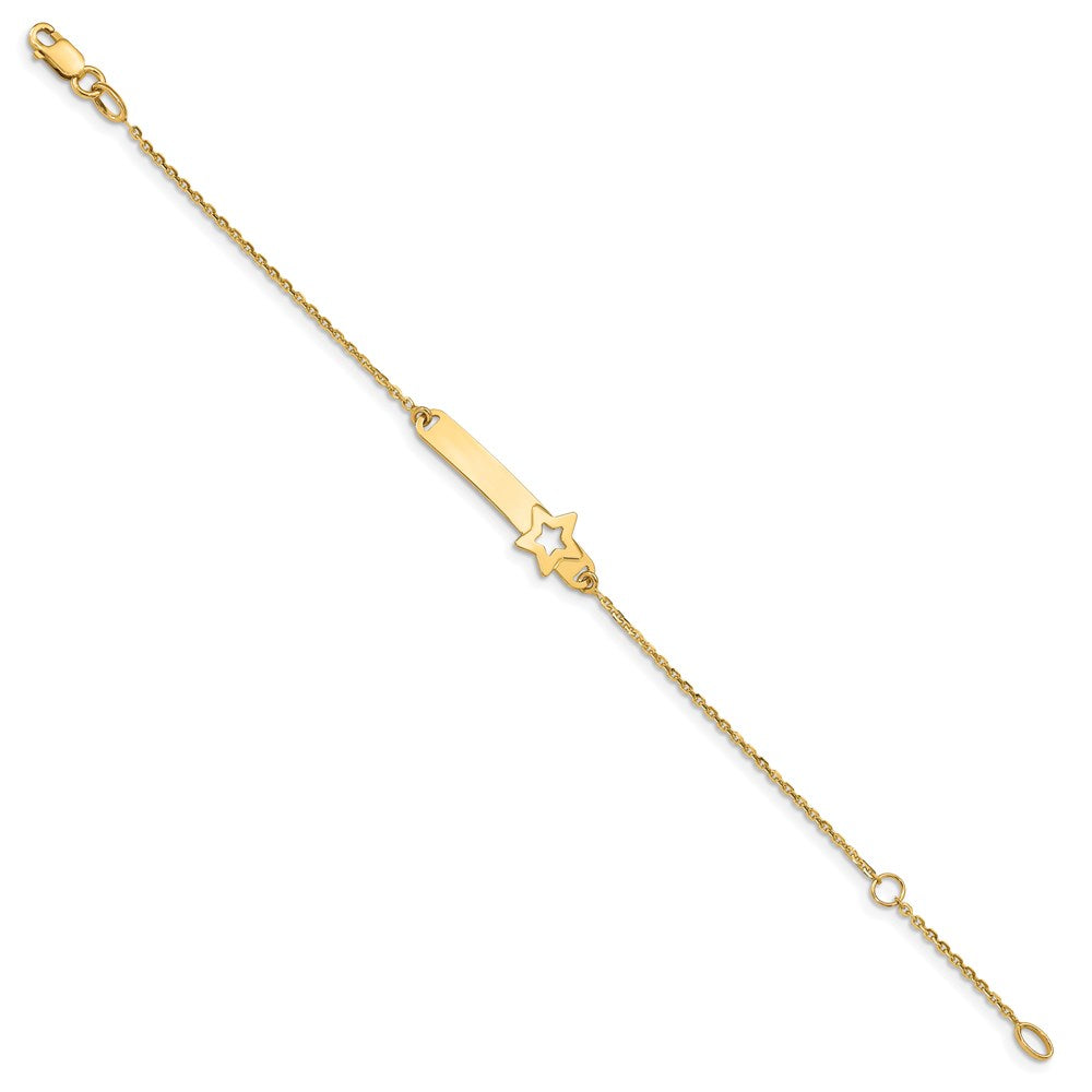 Solid 14K Yellow Gold Children's Polished Star w/1in ext.  ID Bracelet