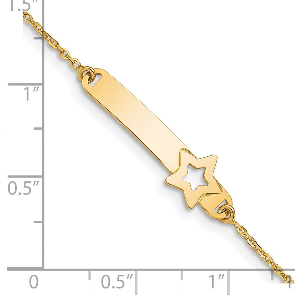 Solid 14K Yellow Gold Children's Polished Star w/1in ext.  ID Bracelet