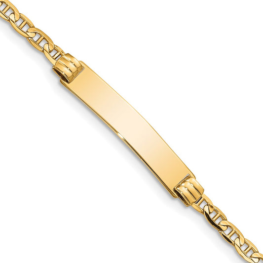 Solid 14K Yellow Gold Children's Anchor Link ID Bracelet