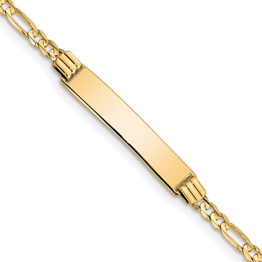 Solid 14K Yellow Gold Children's Figaro Link ID Bracelet