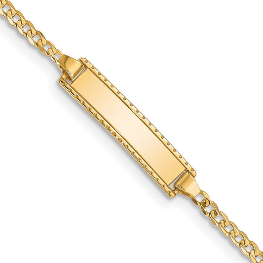 Solid 14K Yellow Gold 6in Engraveable Curb Link Baby/Child ID Bracelet