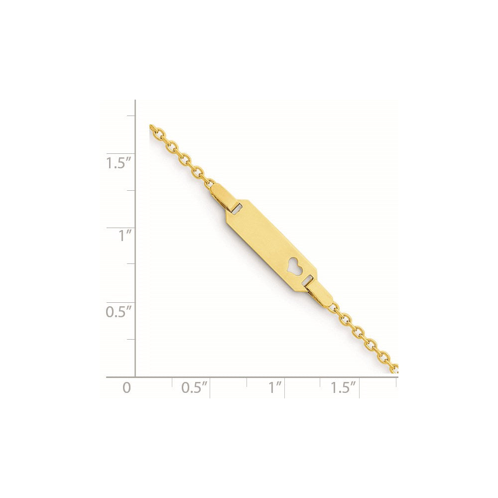 Solid 14K Yellow Gold Children's Heart ID Bracelet