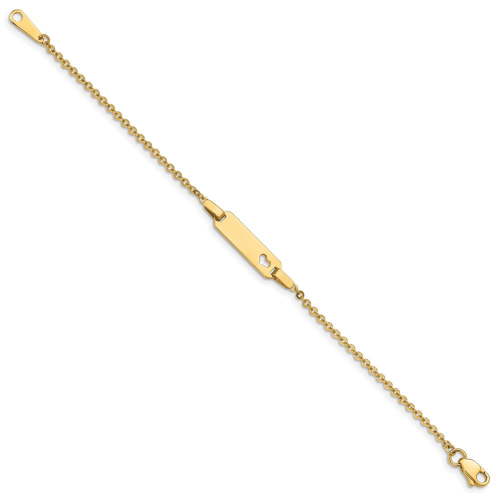 Solid 14K Yellow Gold Children's Heart ID Bracelet