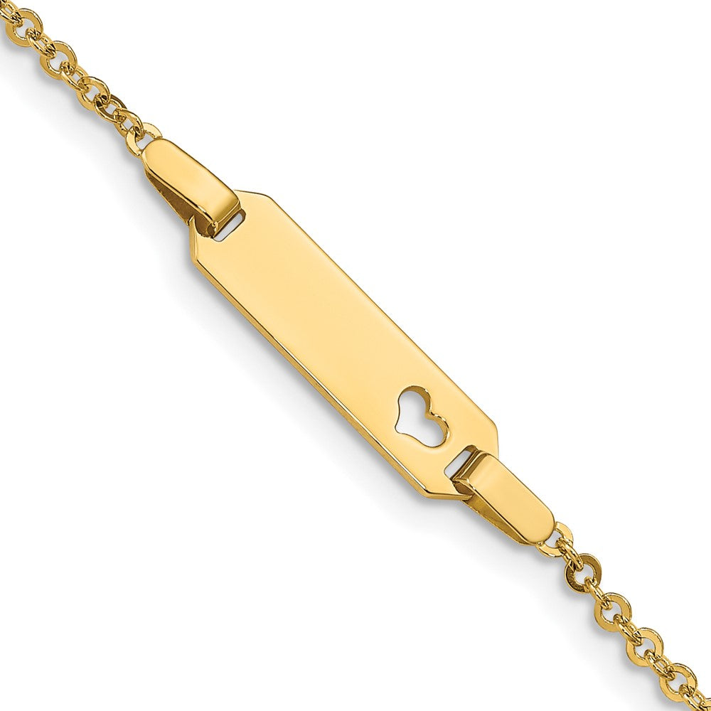 Solid 14K Yellow Gold Children's Heart ID Bracelet