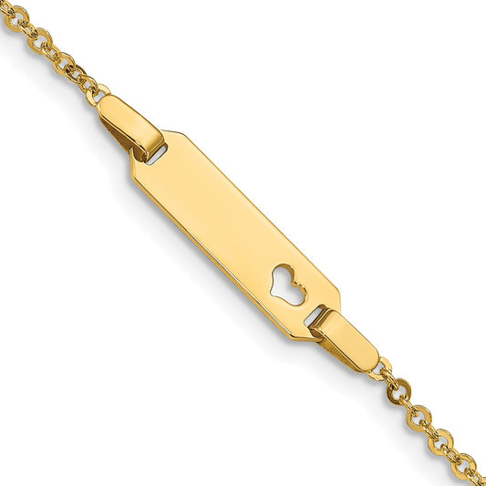 Solid 14K Yellow Gold Children's Heart ID Bracelet