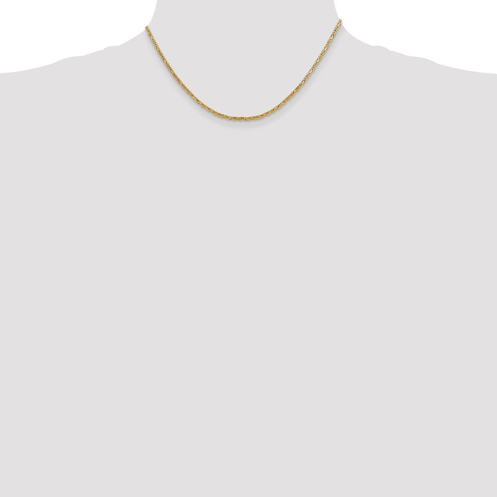 14K Yellow Gold 16 inch 2mm Byzantine with Lobster Clasp Chain Necklace