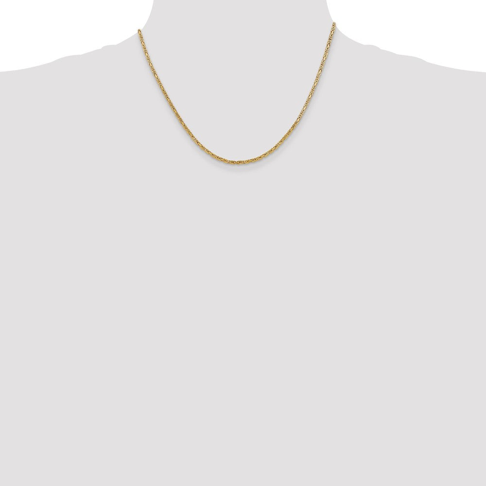 14K Yellow Gold 18 inch 2mm Byzantine with Lobster Clasp Chain Necklace