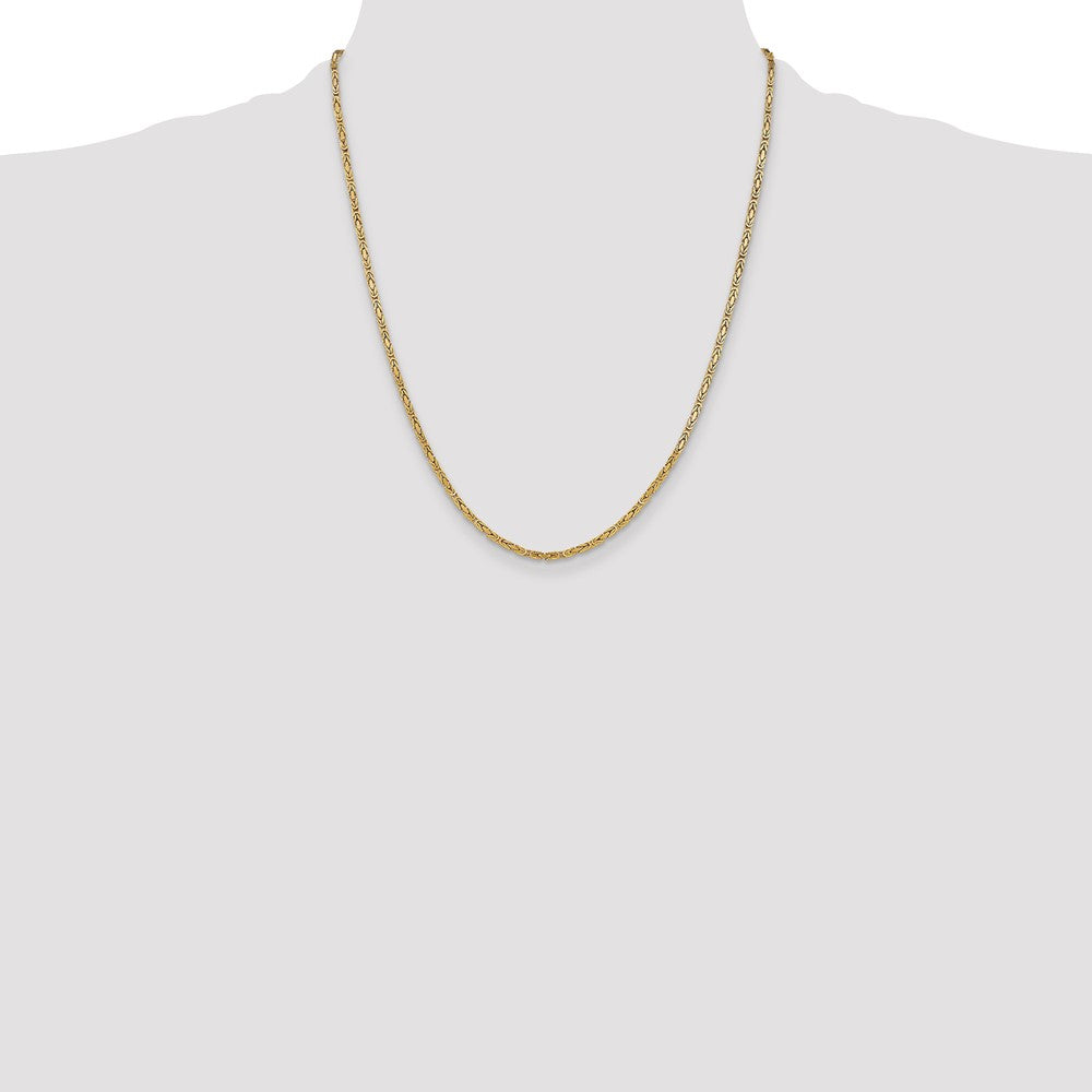 14K Yellow Gold 22 inch 2mm Byzantine with Lobster Clasp Chain Necklace