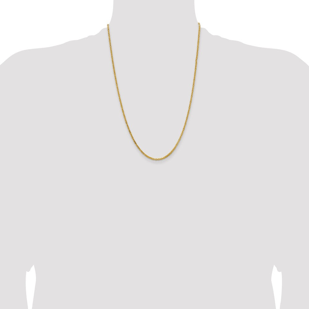 14K Yellow Gold 24 inch 2mm Byzantine with Lobster Clasp Chain Necklace