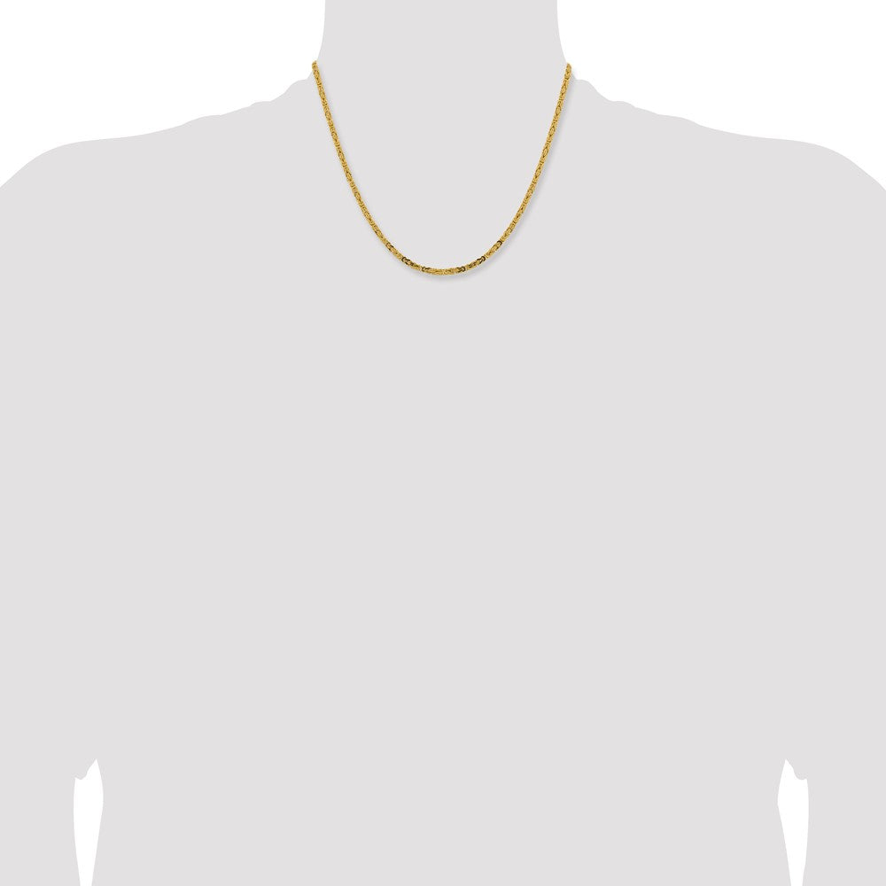 14K Yellow Gold 18 inch 2.5mm Byzantine with Lobster Clasp Chain Necklace