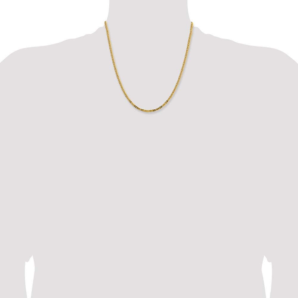 14K Yellow Gold 20 inch 2.5mm Byzantine with Lobster Clasp Chain Necklace