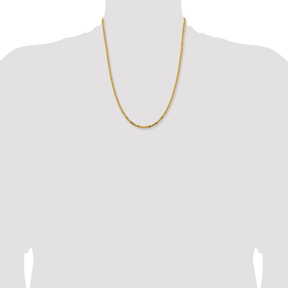 14K Yellow Gold 22 inch 2.5mm Byzantine with Lobster Clasp Chain Necklace