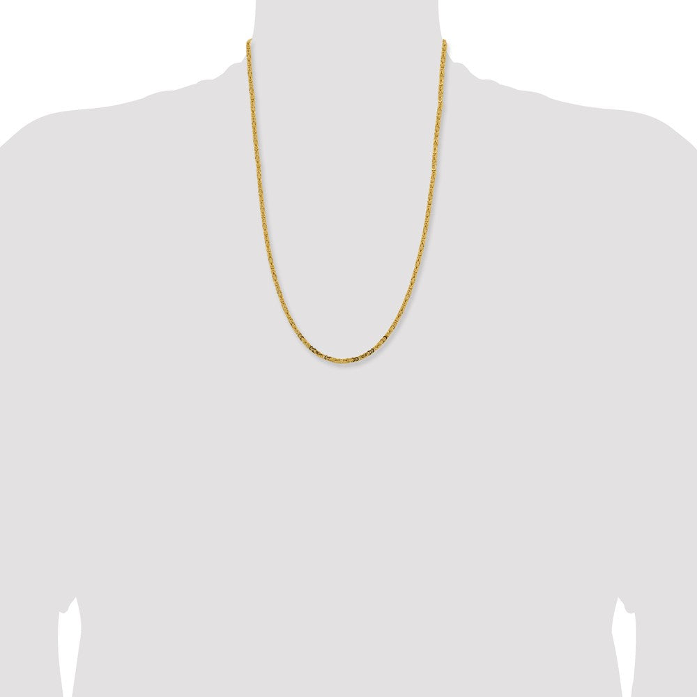 14K Yellow Gold 24 inch 2.5mm Byzantine with Lobster Clasp Chain Necklace