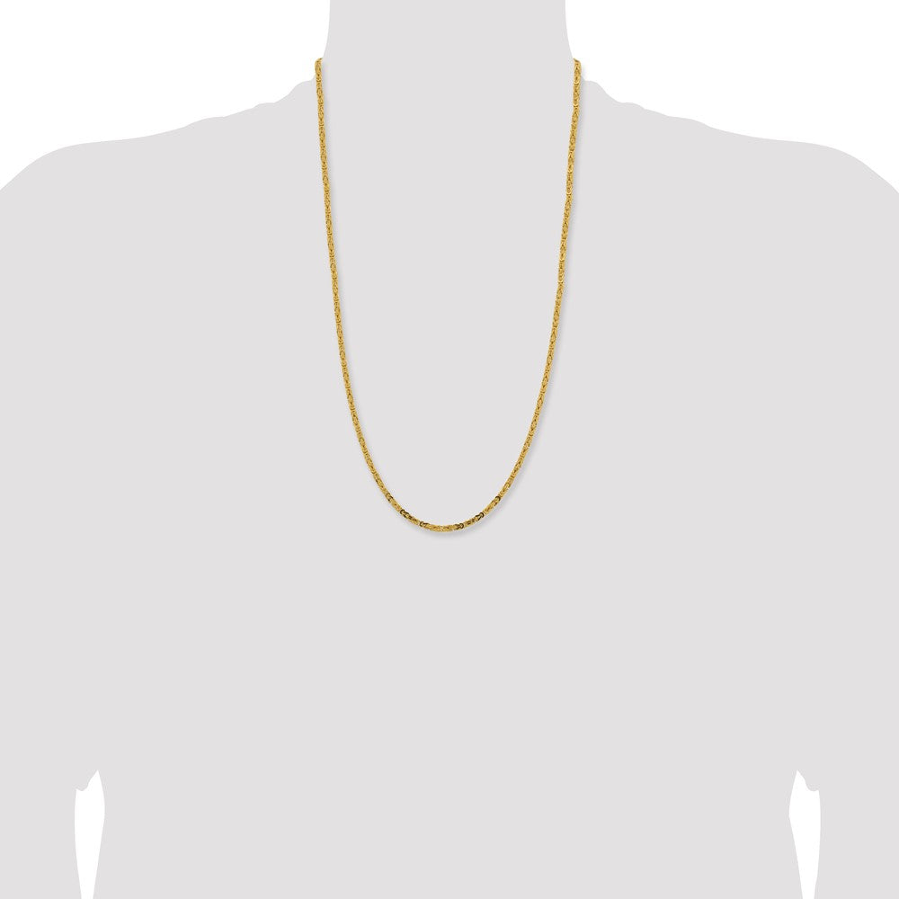 14K Yellow Gold 26 inch 2.5mm Byzantine with Lobster Clasp Chain Necklace