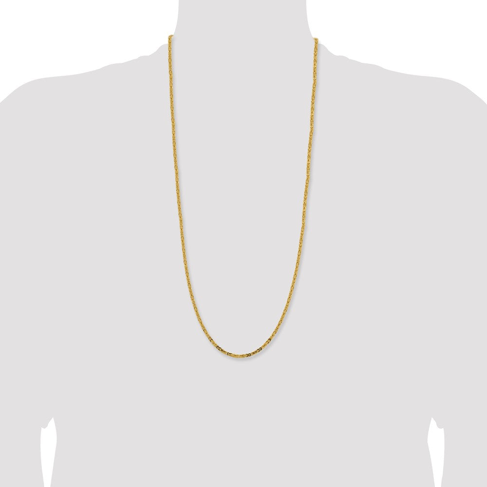 14K Yellow Gold 30 inch 2.5mm Byzantine with Lobster Clasp Chain Necklace