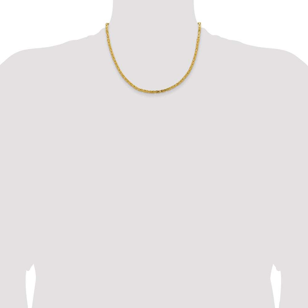 14K Yellow Gold 18 inch 3.25mm Byzantine with Lobster Clasp Chain Necklace