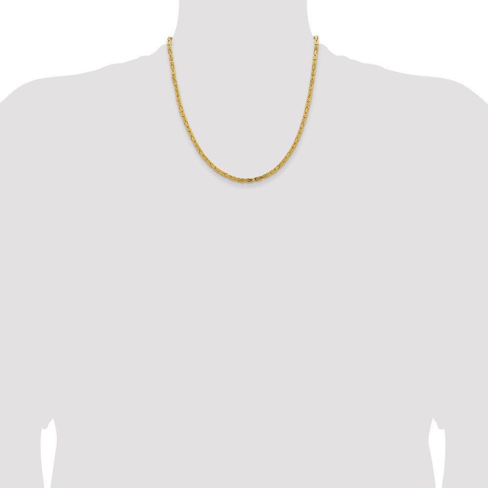 14K Yellow Gold 20 inch 3.25mm Byzantine with Lobster Clasp Chain Necklace