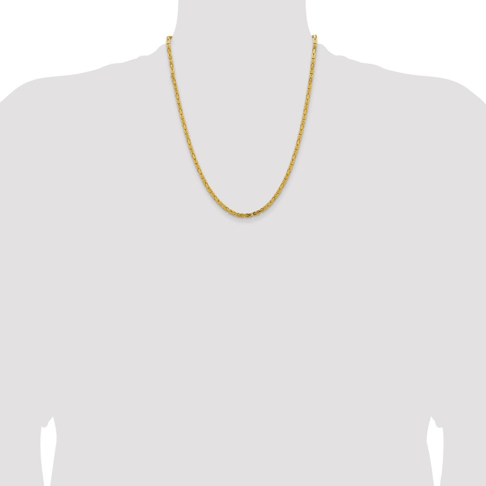 14K Yellow Gold 22 inch 3.25mm Byzantine with Lobster Clasp Chain Necklace