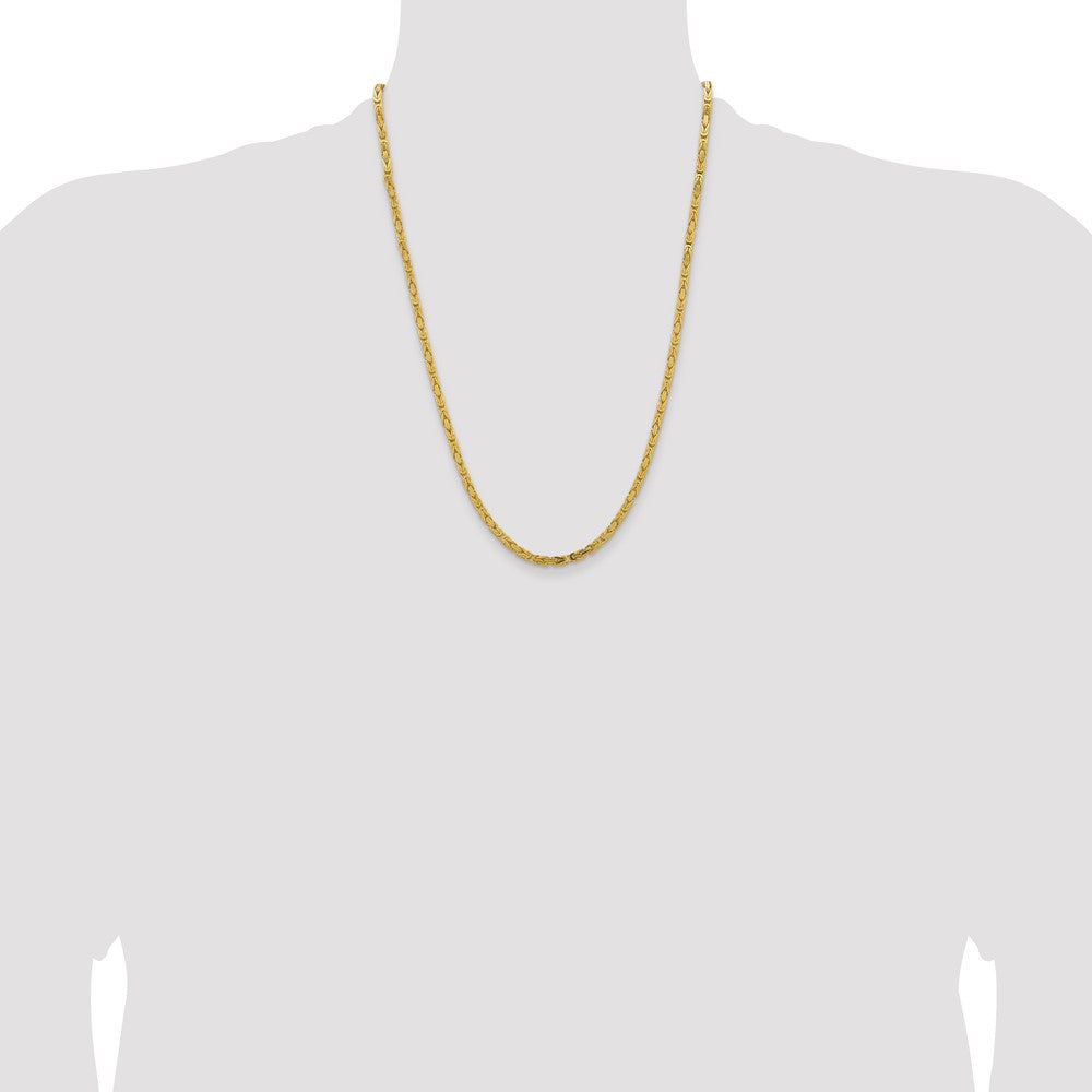 14K Yellow Gold 24 inch 3.25mm Byzantine with Lobster Clasp Chain Necklace