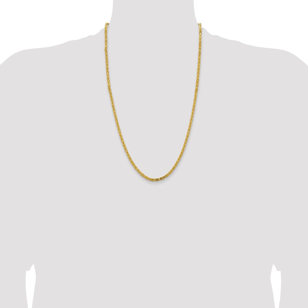 14K Yellow Gold 26 inch 3.25mm Byzantine with Lobster Clasp Chain Necklace