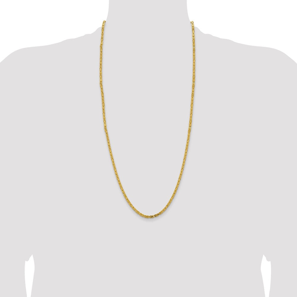 14K Yellow Gold 30 inch 3.25mm Byzantine with Lobster Clasp Chain Necklace