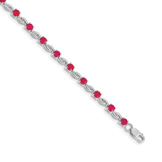 14k White Gold Ruby Bracelet