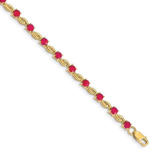 14k Yellow Gold Oval Ruby Bracelet