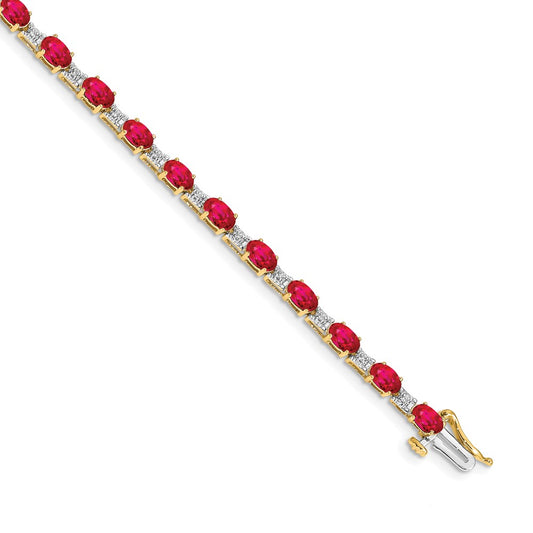 14k Yellow Gold Natural Diamond and Ruby Bracelet