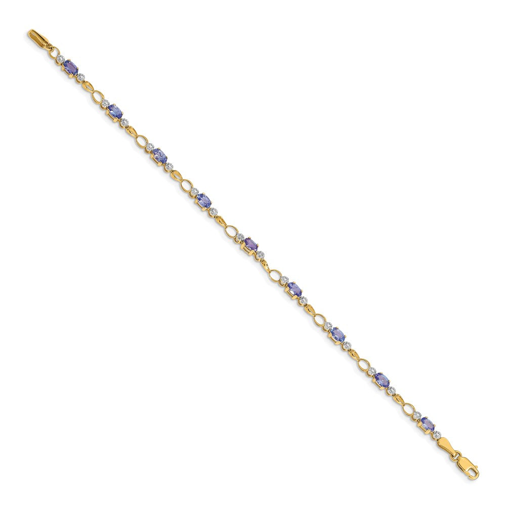 14k Yellow Gold Open-Link Diamond/Tanzanite Bracelet