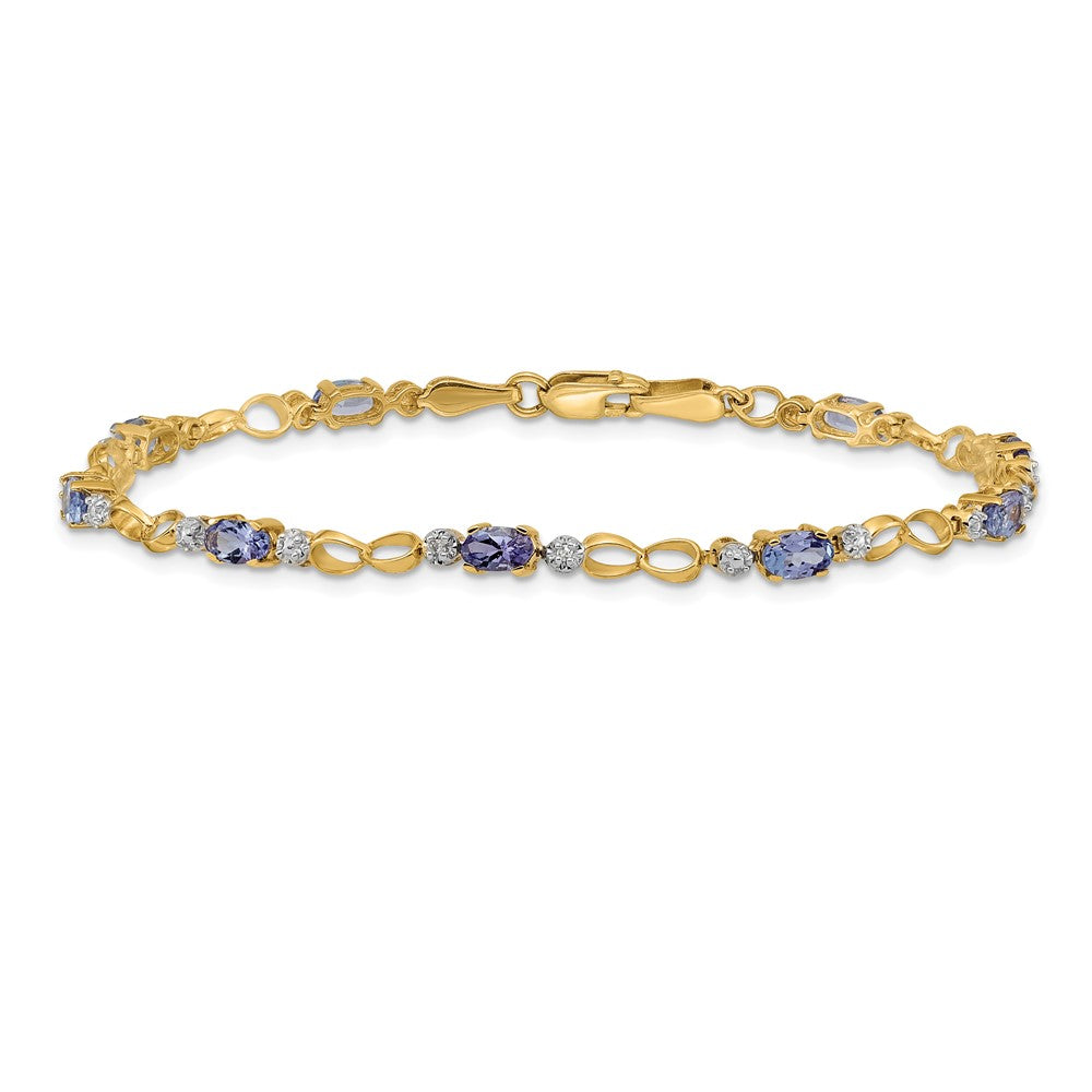 14k Yellow Gold Open-Link Diamond/Tanzanite Bracelet