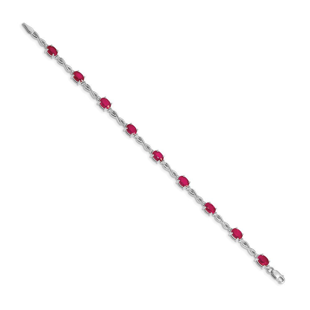 14k White Gold Natural Diamond and Ruby Bracelet