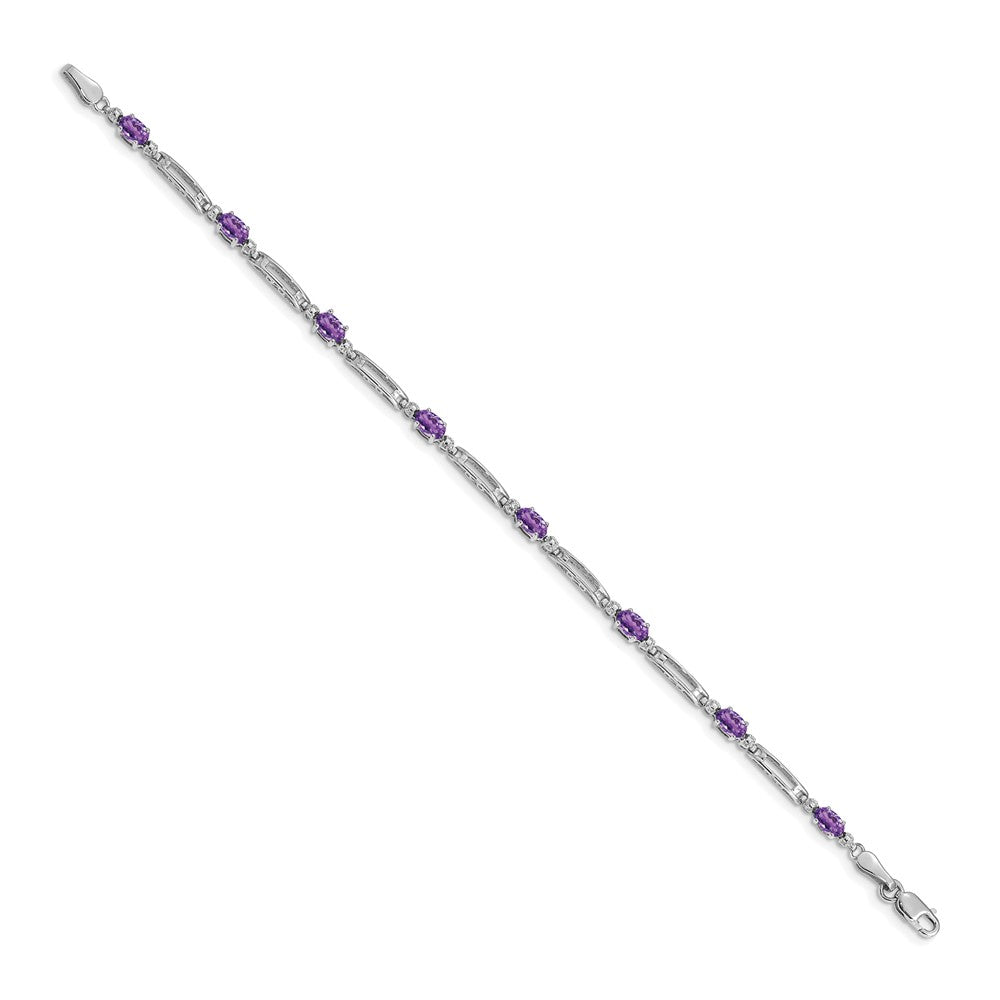 14k White Gold Natural Diamond and Amethyst Bracelet