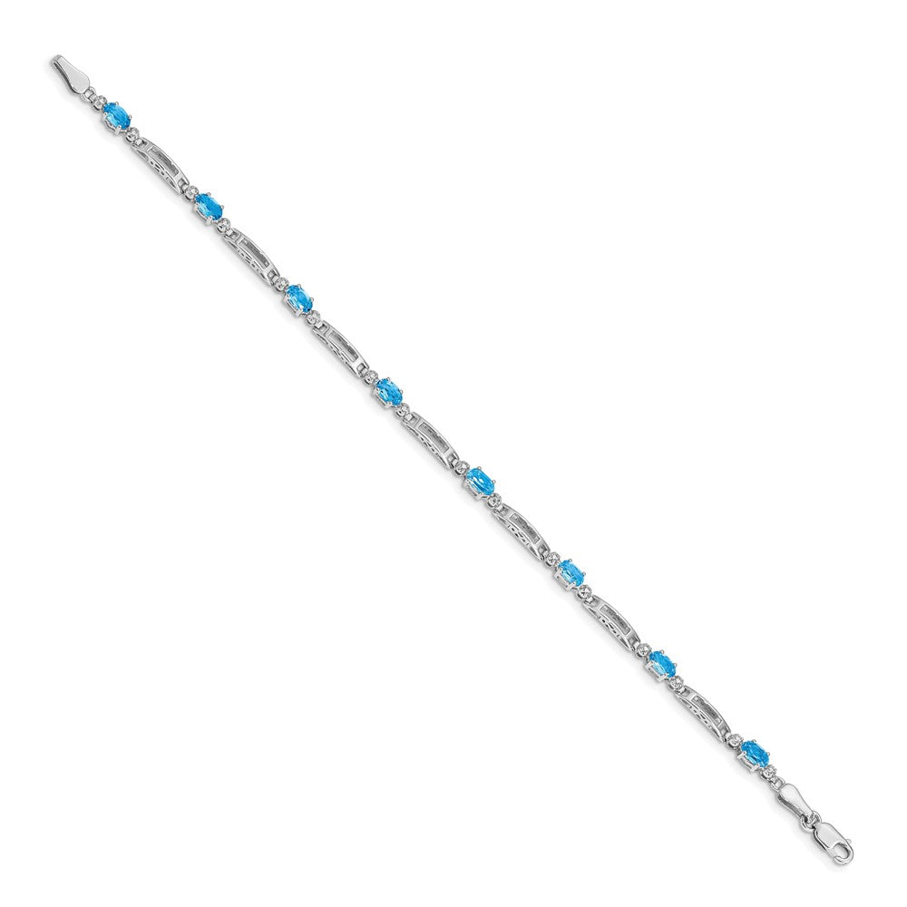 14k White Gold Natural Diamond and Blue Topaz Bracelet