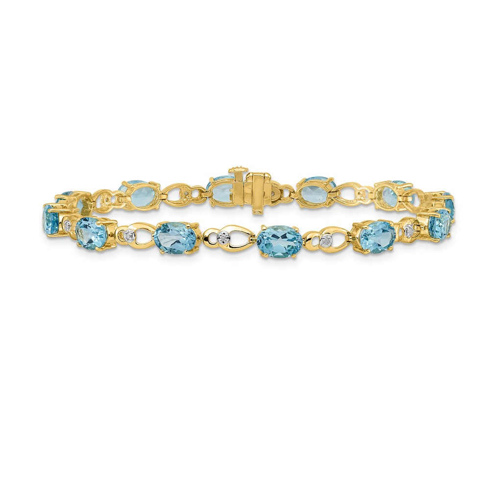 14k Yellow Gold Blue Topaz and Natural Diamond Bracelet