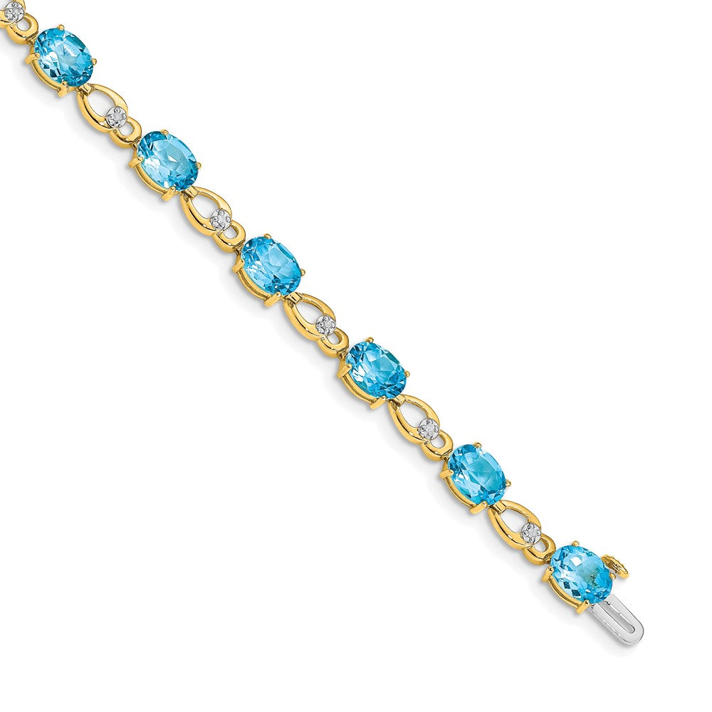 14k Yellow Gold Blue Topaz and Natural Diamond Bracelet