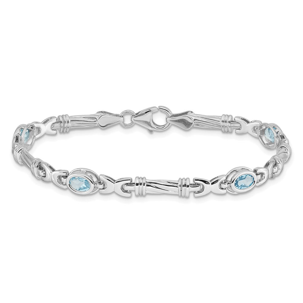 14k White Gold Blue Topaz Bracelet