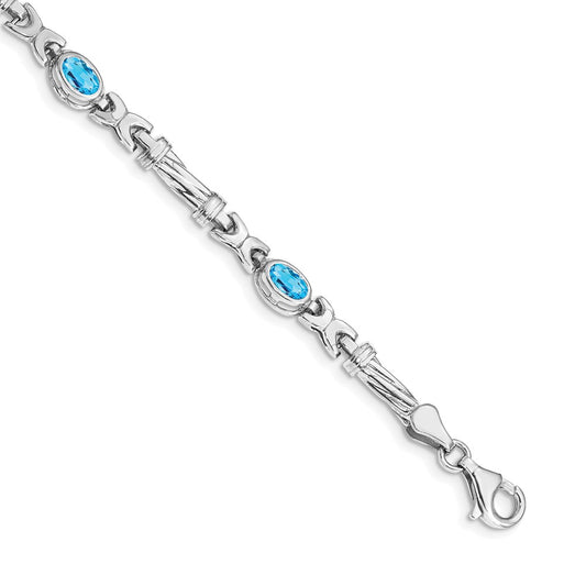 14k White Gold Blue Topaz Bracelet