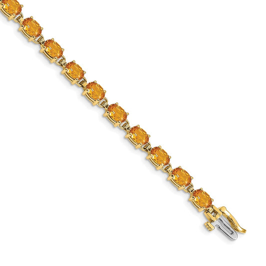 14k Yellow Gold 6x4mm Oval Citrine Bracelet