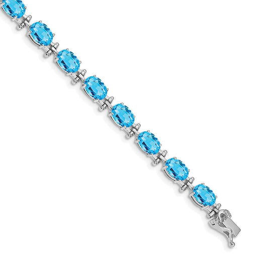 14k White Gold Blue Topaz Bracelet