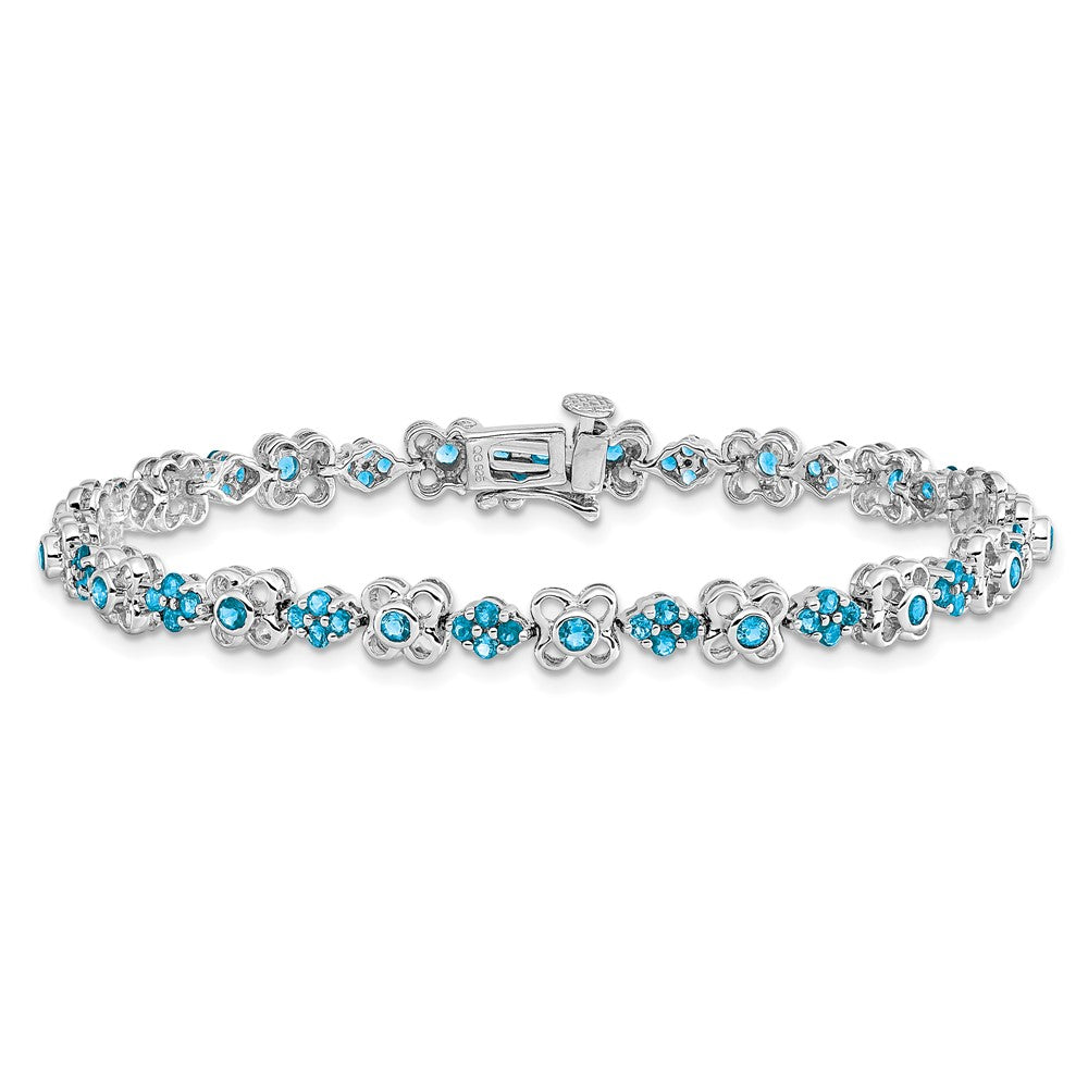 14k White Gold Blue Topaz Bracelet