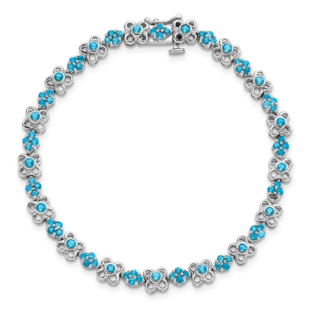 14k White Gold Blue Topaz Bracelet