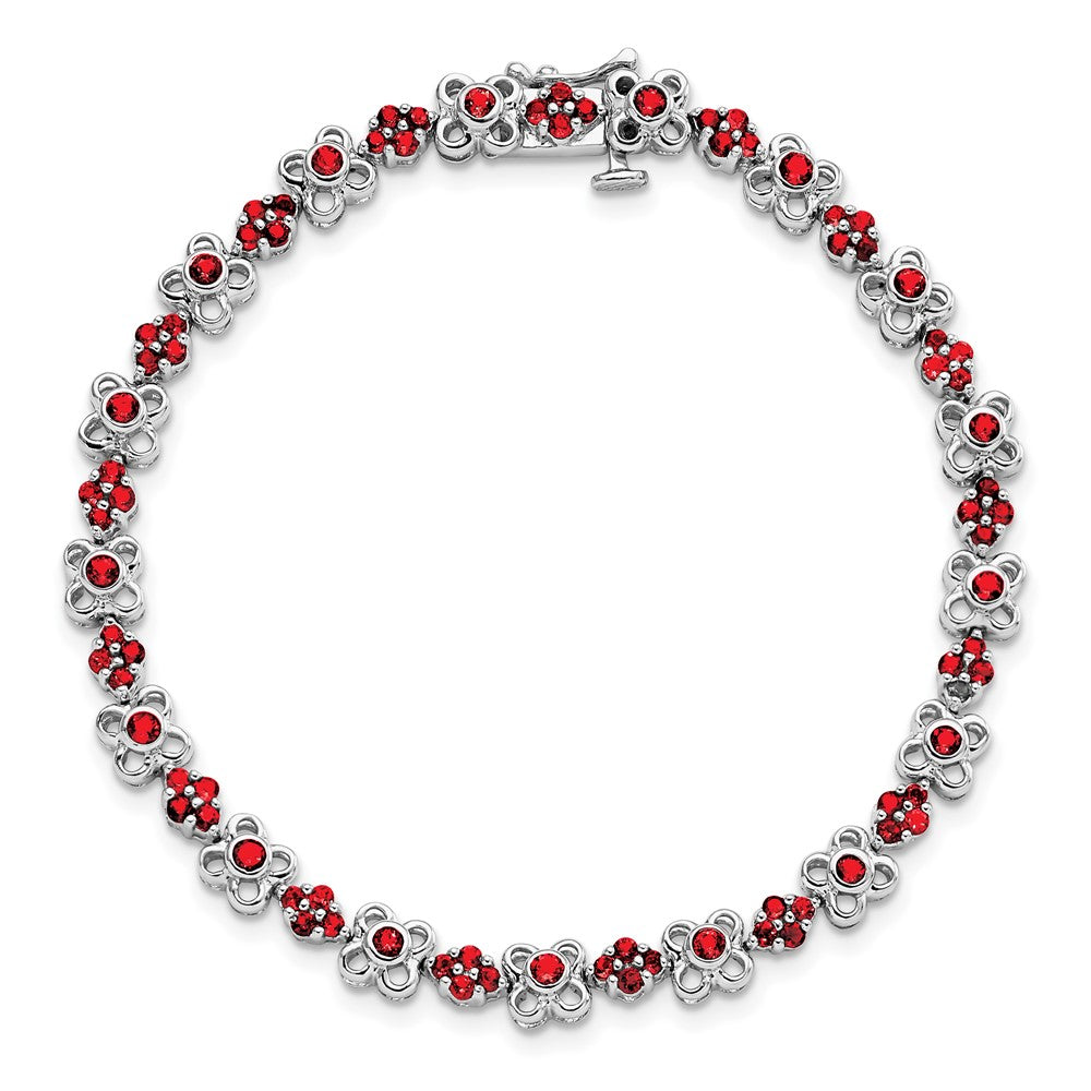 14k White Gold Created Ruby Bracelet