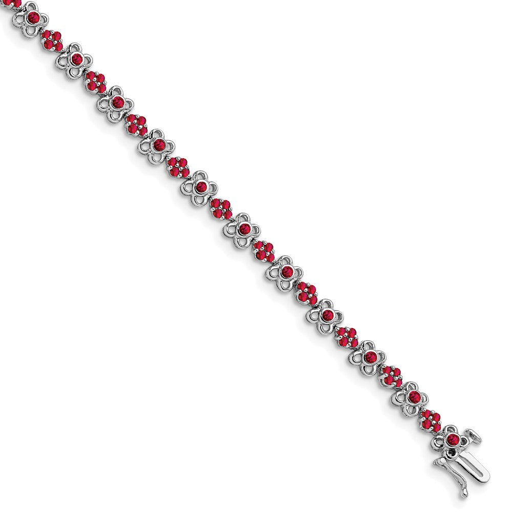 14k White Gold Created Ruby Bracelet