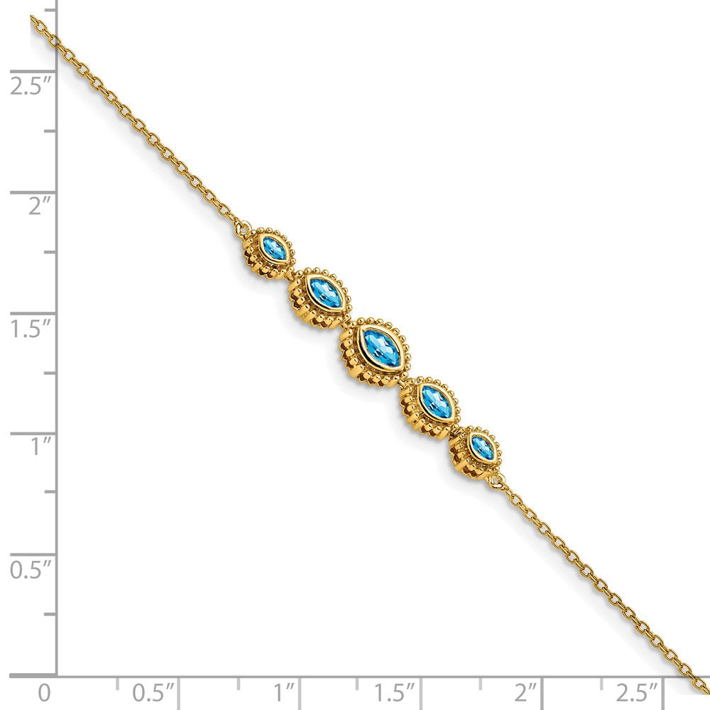 14k Yellow Gold Marquise Blue Topaz Bracelet