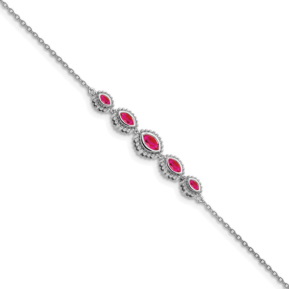 14k White Gold Marquise Ruby Bracelet