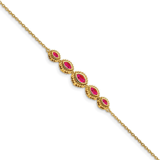 14k Yellow Gold Marquise Ruby Bracelet