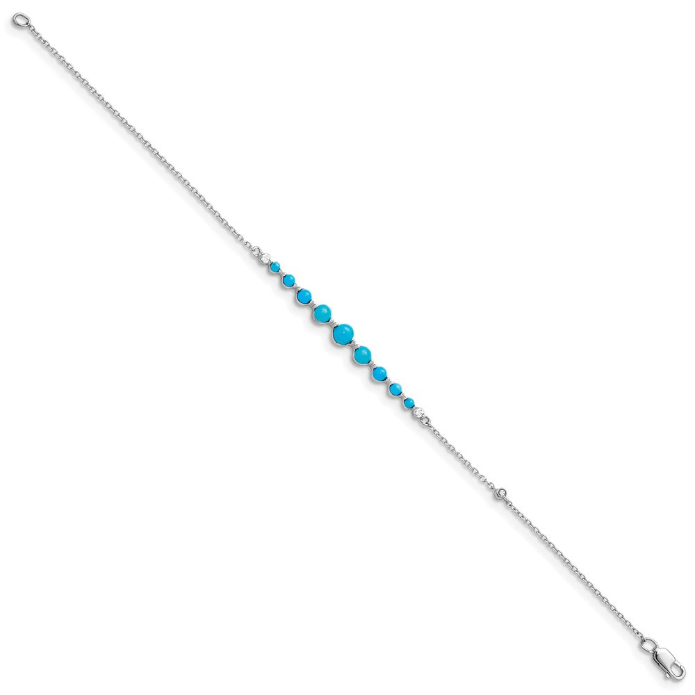 14k White Gold Turquoise and White Topaz Bracelet