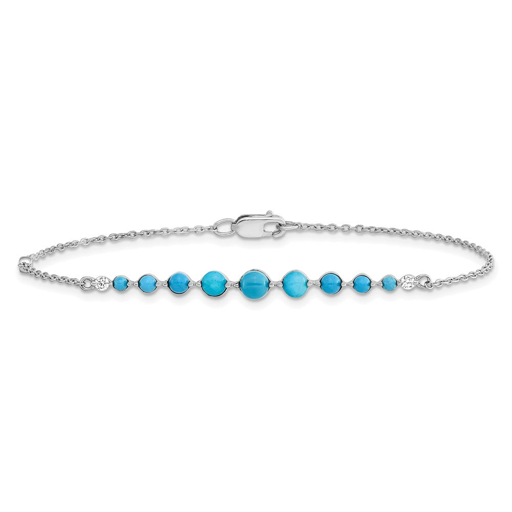 14k White Gold Turquoise and White Topaz Bracelet