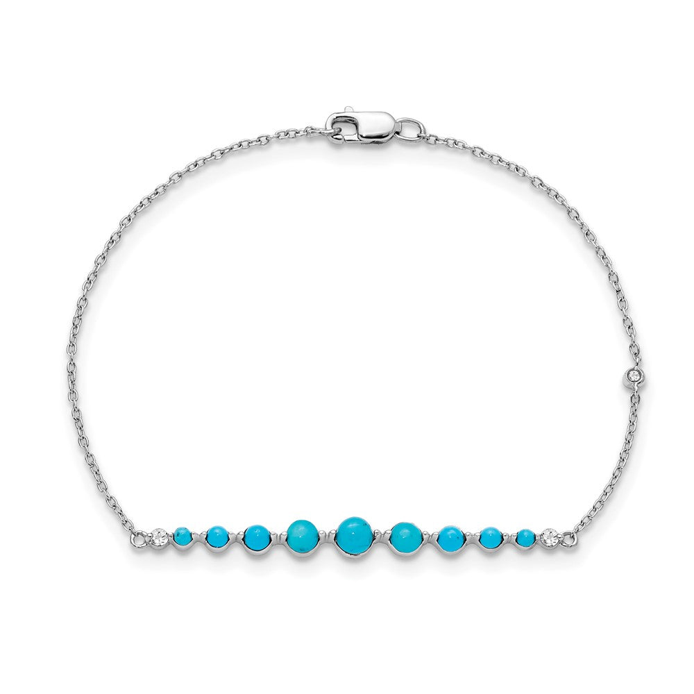 14k White Gold Turquoise and White Topaz Bracelet